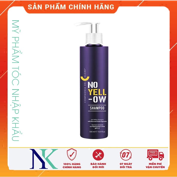[HCM]Dầu Gội Tím Khử Vàng Del Colore No Yellow Shampoo 500Ml