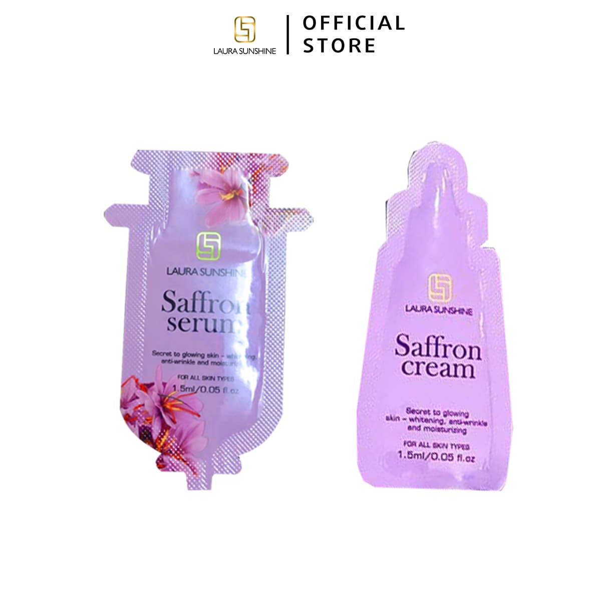 [HCM]Bộ Sản Phẩm Dưỡng Da Mini 1 Túi Kem Dưỡng Và 1 Túi Serum  Tinh Chất Nhuỵ Hoa Nghệ Tây Laura Sunshine Dưỡng Da Trắng Hồng