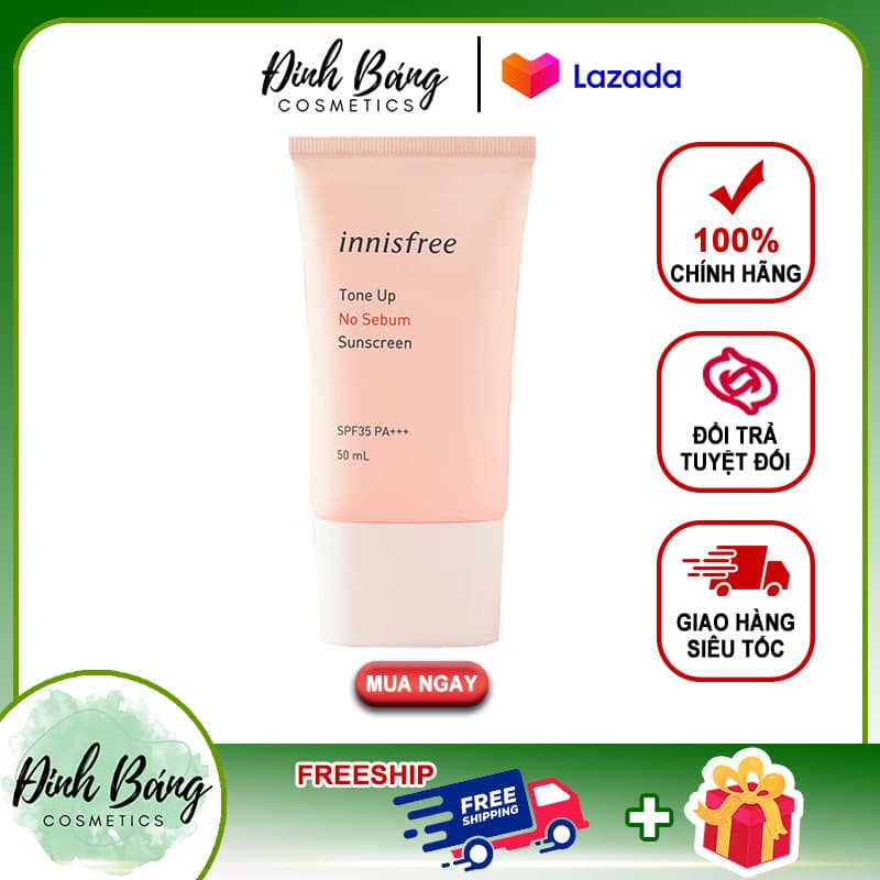 [HCM]Kem Chống Nắng Nâng Tone Kiềm Dầu Innis 50ml .Màu Hồng - Kho Sỉ Đình Bằng
