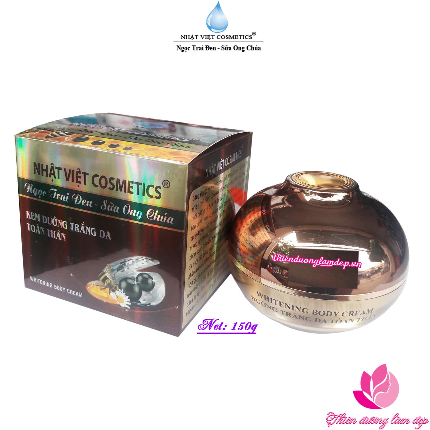Kem dưỡng trắng da toàn thân cao cấp kem body Ngọc trai đen - Sữa ong chúa NHẬT VIỆT (150g)