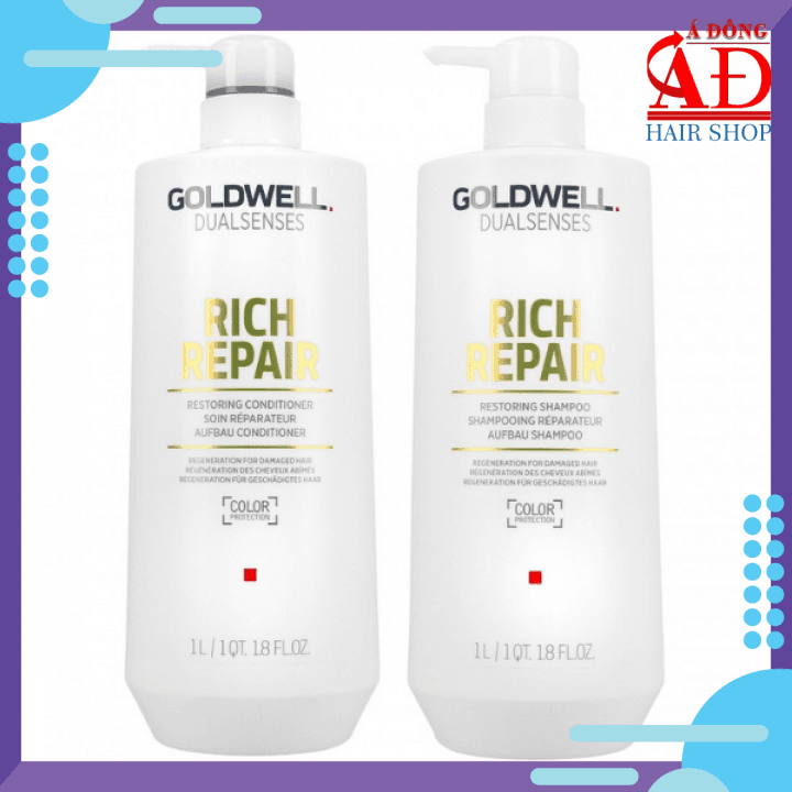 [Chính hãng] Bộ dầu gội xả Goldwell rich repair siêu phục hồi tóc hư tổn 1000mlx2 (ĐỨC)