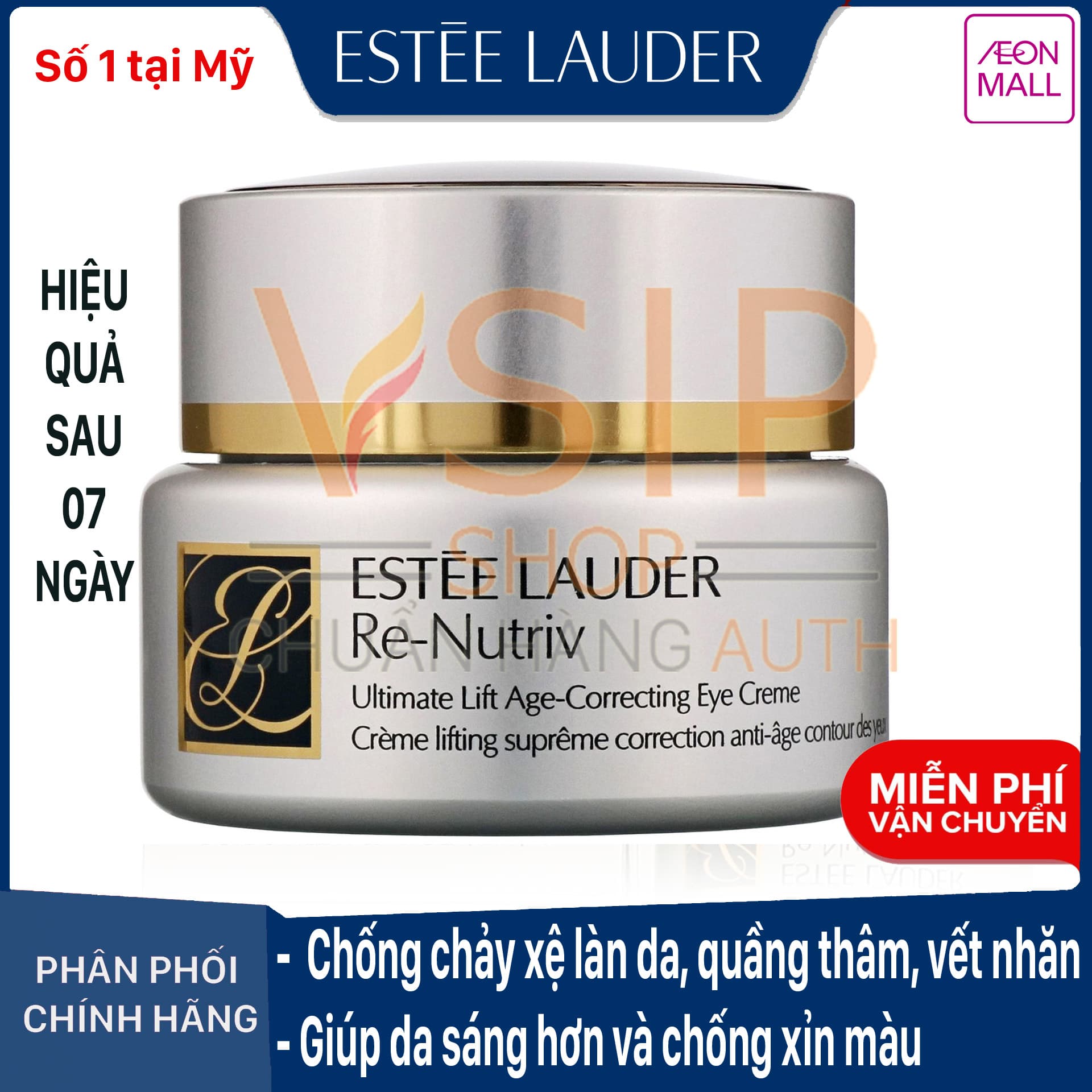 (Chính Hãng) Kem dưỡng mắt nâng cơ chống chảy xệ và bọng quanh Estée Lauder Re-Nutriv Ultimate Lifting Eye Creme mắt