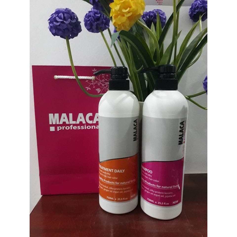 Dầu Gội Xả Phục Hồi Tóc Hư Tổn Malaca Ý Mẫu Mới 750ml x 2