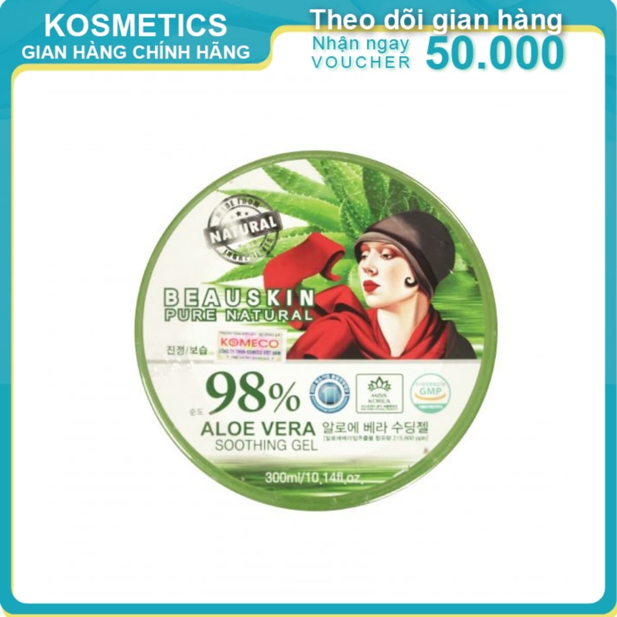 [HCM]Gel lô hội BEAUSKIN dưỡng da mặt làm mát và cấp ẩm Aloevera 98%