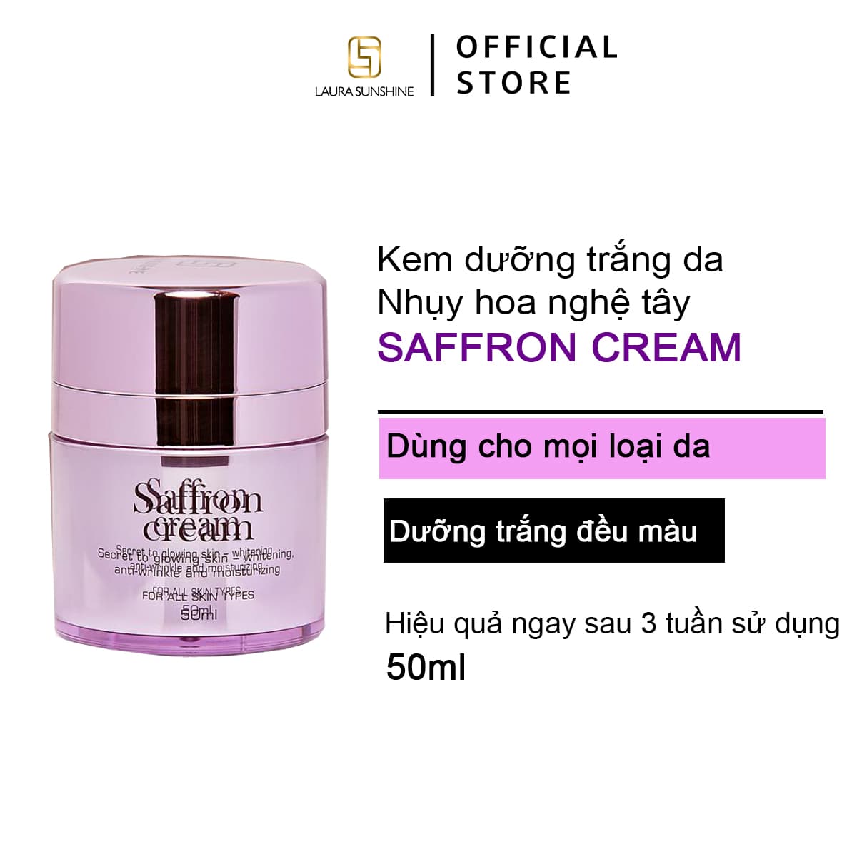 [HCM]Kem dưỡng trắng da tinh chất Nhụy hoa nghệ tây Laura Sunshine Saffron Cream Nhật Kim Anh 50ml