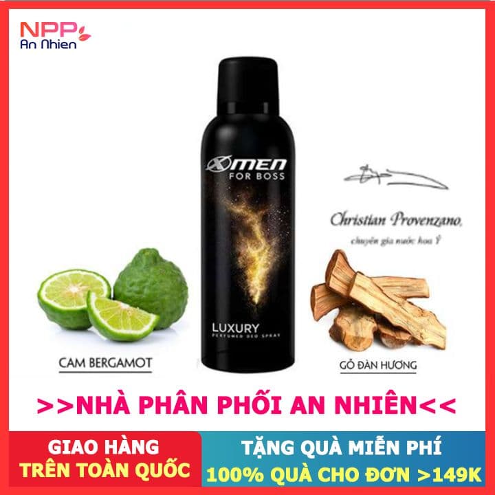 Xịt nước hoa toàn thân x-men For boss 150g (Loại Luxury vàng)- NPP AN NHIÊN