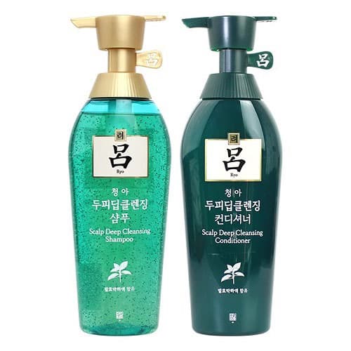Bộ Dầu gội xả thảo dược mọc tóc phục hồi tóc Ryo màu xanh (Dành cho tóc khô có gàu) 2x500ml