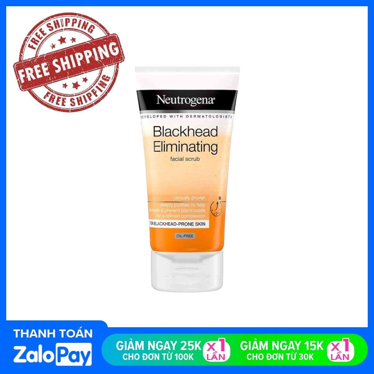 [HCM]Sữa Rửa Mặt Tẩy Tế Bào Chết Giảm Mụn Đầu Đen Neutrogena Blackhead Eliminating Facial Scrub 150ml