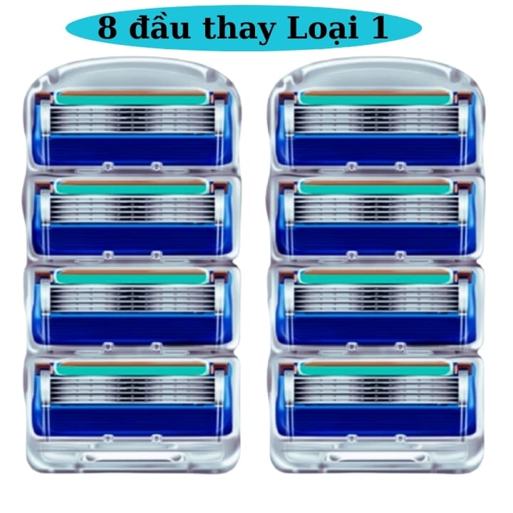 Lưỡi dao cạo râu 5 lưỡi loại tốt Combo 8 đầu thay thế [tặng kèm 1tuýp kem cạo dưỡng da]