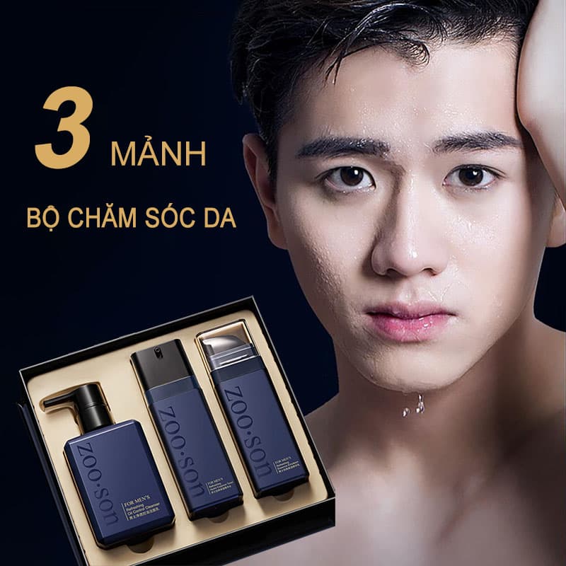 [HCM]Bộ sản phẩm chăm sóc da dành cho nam: Sữa rửa mặt + Sữa dưỡng ẩm + Tinh chất dưỡng ẩm giúp kiểm soát dầudưỡng ẩm