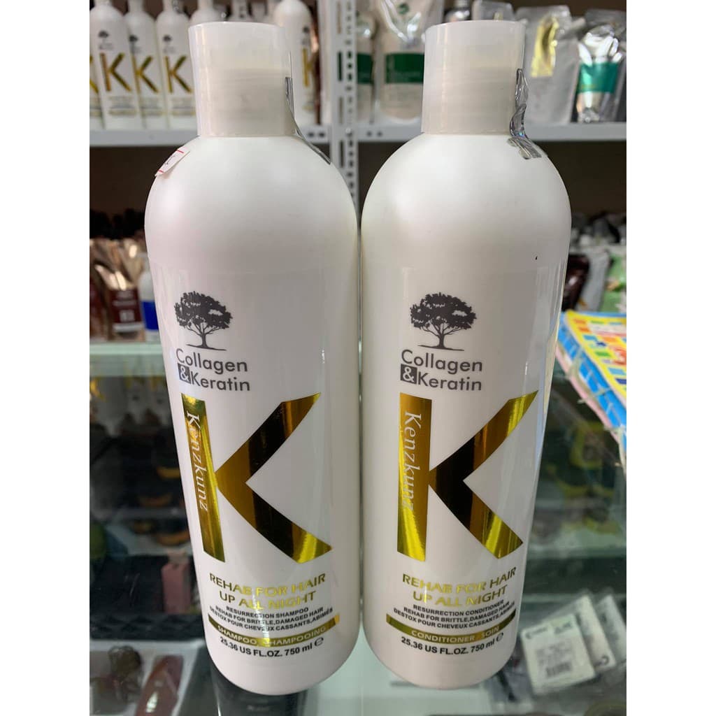 Cặp dầu gội xả collagen keratin Kenz Kunz 750ml x2