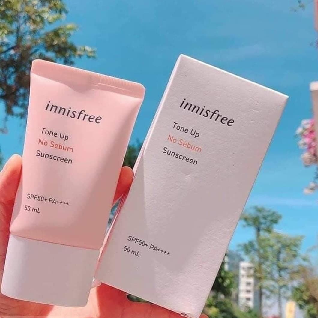 [HCM]Kem Chống Nắng Kiềm Dầu Nâng Tông Da Innisfree Màu Hồng 50ml -HuyNhi Shop