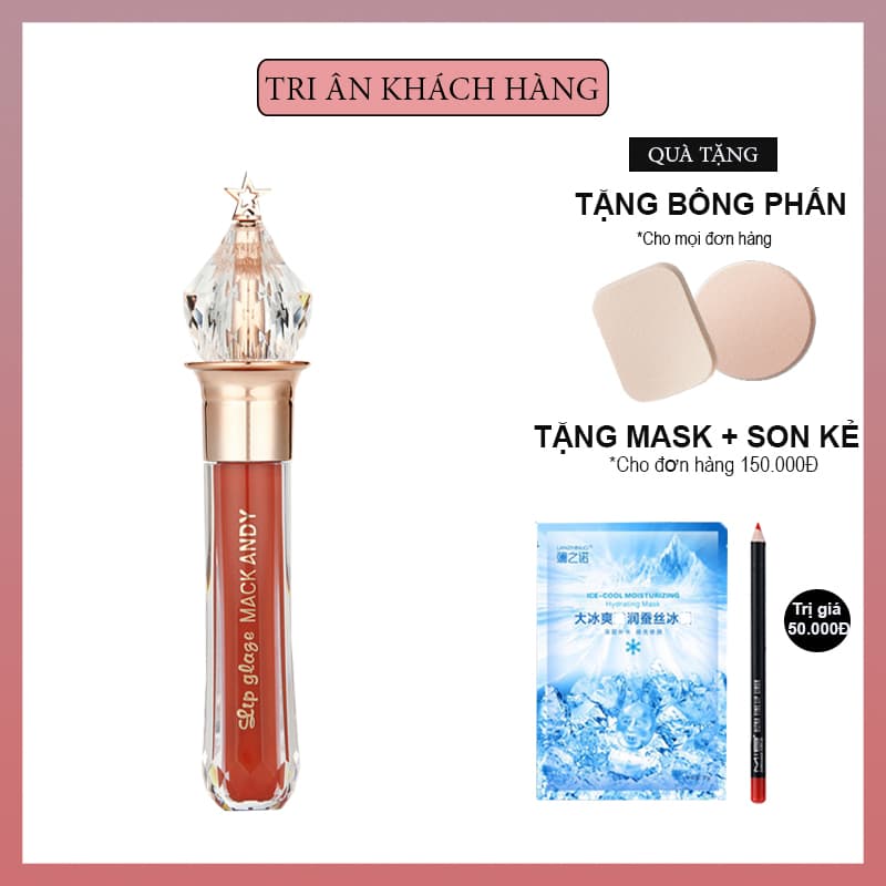 (MUA 1 SON TẶNG 1 BÔNG MÚT CAO CẤP) SON KEM LÌ Mack AnDy Vương Miệng Pha Lê Bền Màu Siêu chuẩn không lo trôi son (KHUYẾN MÃI 3 NGÀY) (GIẢM GIÁ CỰC SỐC)