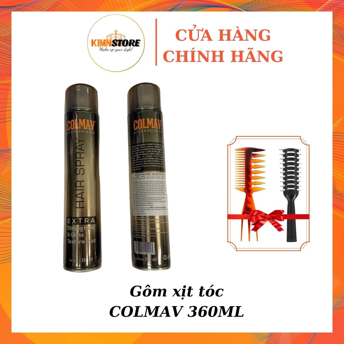 Gôm xịt tóc tạo kiểu tóc Colmav Hair Spray 360ml - Extra Strong Hold & Gloss Texture mist - Keo xịt tóc giữ nếp tự nhiên