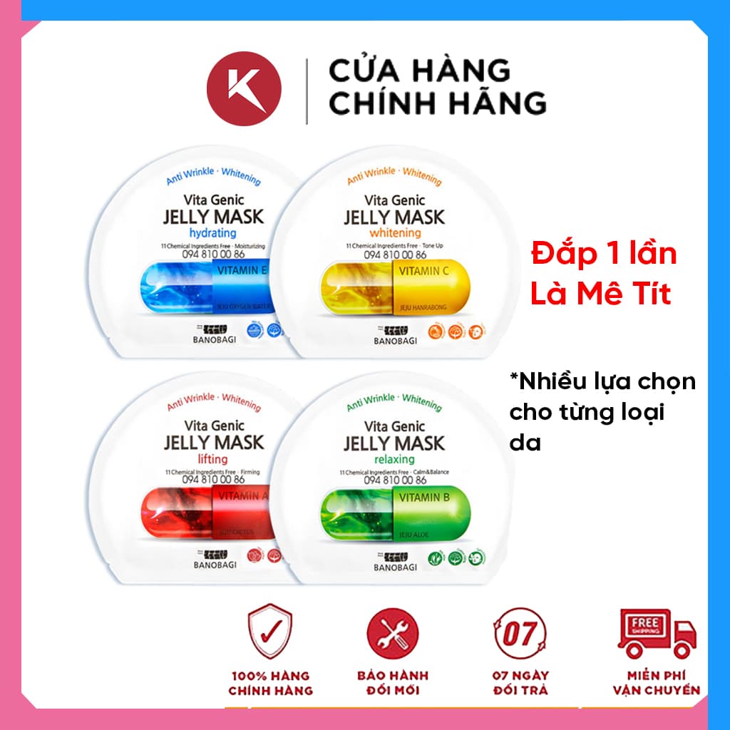 Mặt Nạ Giấy Dưỡng Da Banobagi Anti Wrinkle Whitening Vita Genic Mask - Shop HoKa