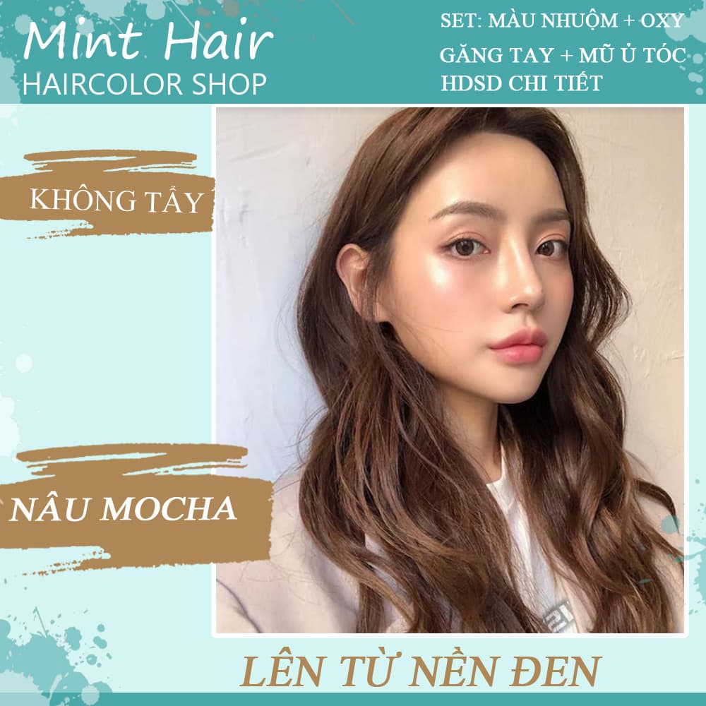 [HCM]Kem Nhuộm Tóc Tại Nhà Thảo Dược Nâu Mocha- Nhuộm Trên Nền Đen- Tặng Oxy