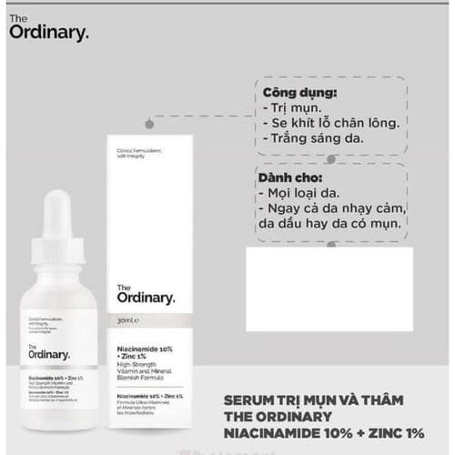 #SIÊU HOT!!! TINH CHẤT SERUM GIẢM THÂM MỤN THÂM NÁM TÀN NHANG ORDINARY Niacinamide 10% + ZINC 1%