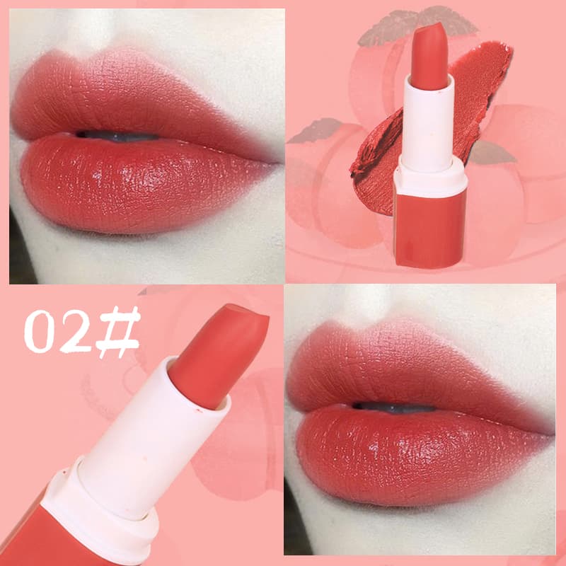 [HCM]【kiss belle shop】 Phong cách mới Son môi hồng đào không thấm nước lâu trôi -6 màu có sẵn（1 thỏi son）