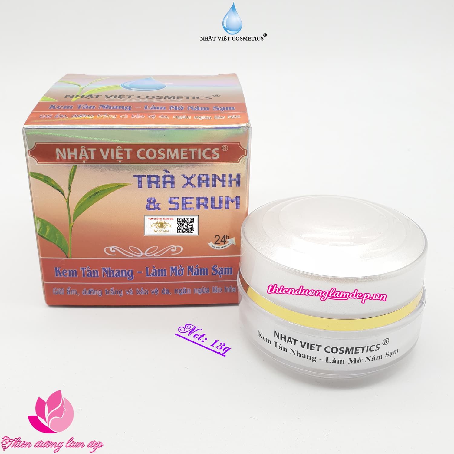[HCM]Kem tàn nhang làm mờ nám sạm Trà xanh và Serum KEM NHẬT VIỆT COSMETICS (13g)