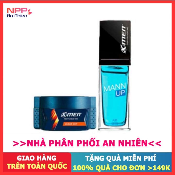 Combo Xịt nước hoa hằng ngày X-Men Everyday Perfume Mann Up Air 50ml + Wax tạo kiểu X-men Clean cut 70g- NPP AN NHIÊN