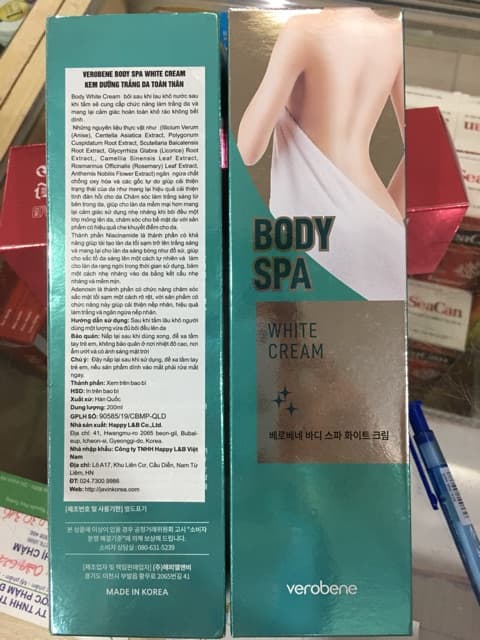 Kem dưỡng trắng toàn thân Verobene body spa 200ml