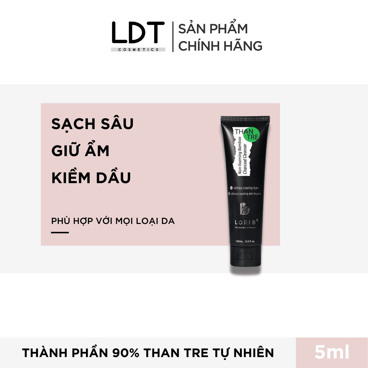 [HCM]Sữa Rửa Mặt Than Tre Không Bọt Lori B 5ml