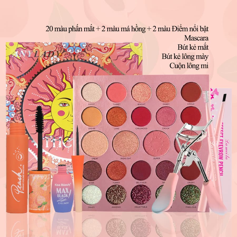 [HCM]【Kiss Belle Shop】 Bộ trang điểm mắt 5 món đầy đủ (6 màu sắc bóng mắt+9 màu sắc bóng mắt+chì kẻ mày+Kẻ mắt+mascara) Hoặc là (Bảng phấn mắt thần thánh 24 màu+Bút kẻ lông mày+Kẻ mắt dạng lỏng+Mascara+Dụng cụ uốn mi)