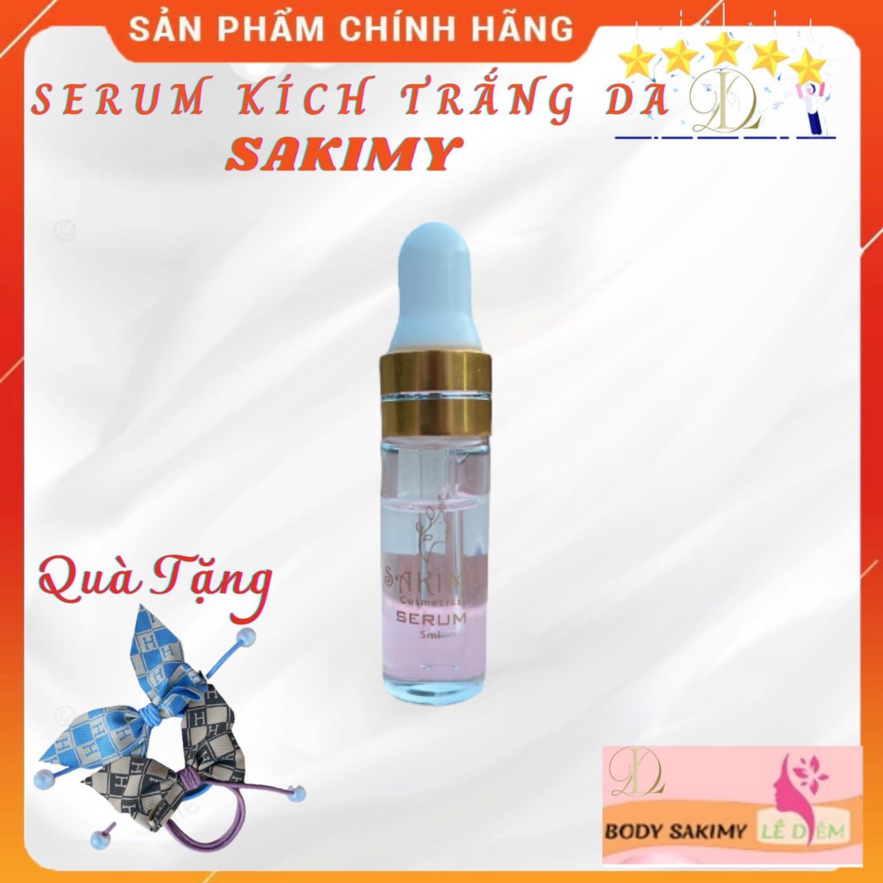 Serum kích trắng Sakimy dưỡng ẩm giúp da căng mịn pha kem body (Chính hãng)