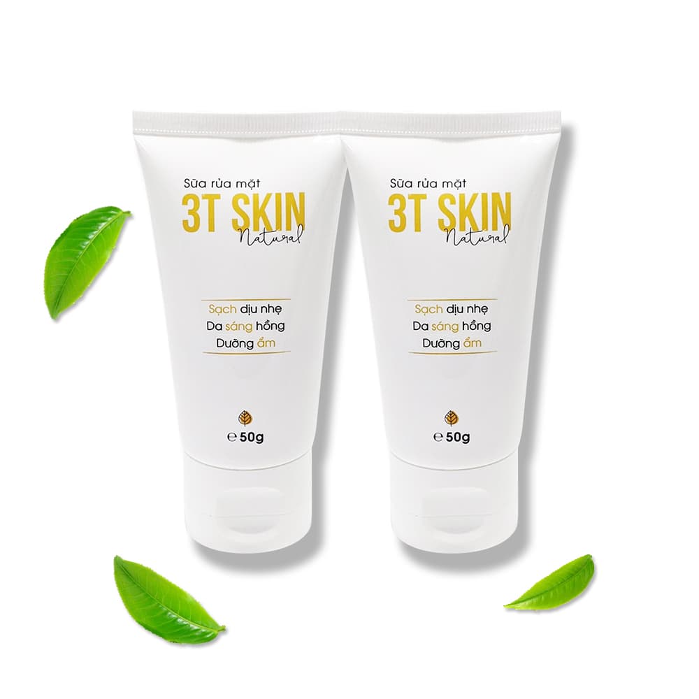 Combo 2 Sữa Rửa Mặt Thiên Nhiên 3T Skin Sạch Sâu Dịu Nhẹ Da Sáng Mịn (50gr)