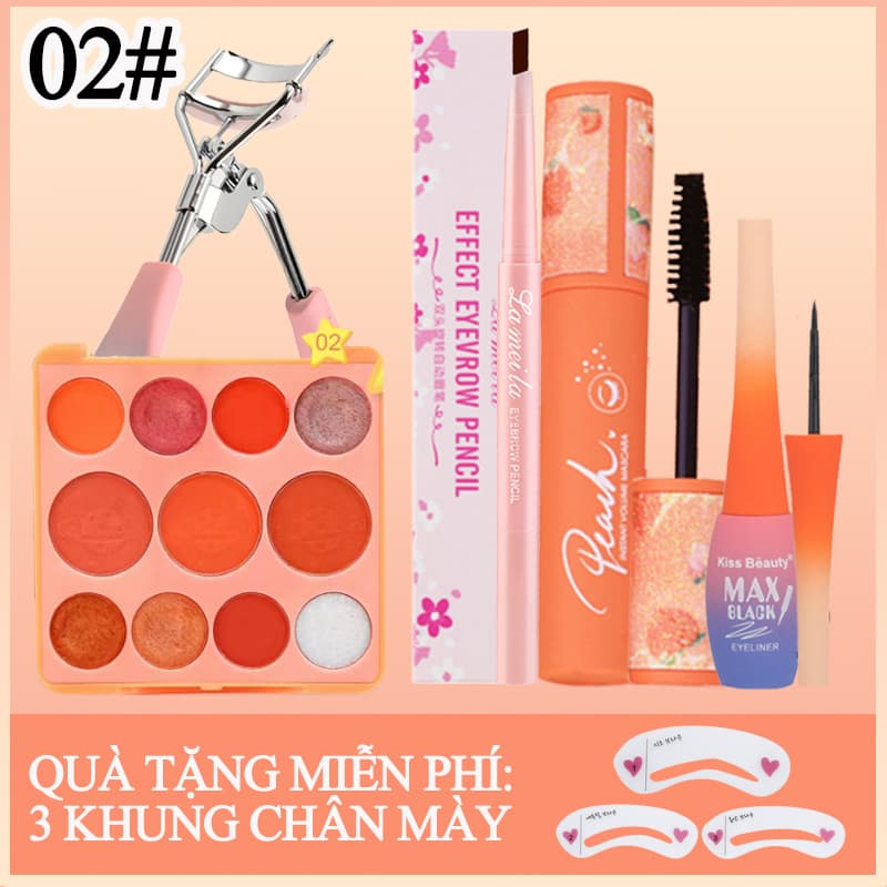 [HCM]【Có quà tặng miễn phí】Bộ trang điểm mắt 5 món cho người mới bắt đầu-11 màu bóng mắt + chì kẻ mày nâu + kẻ mắt đen + dụng cụ uốn mi + mascara đen- KISS BEAUTY