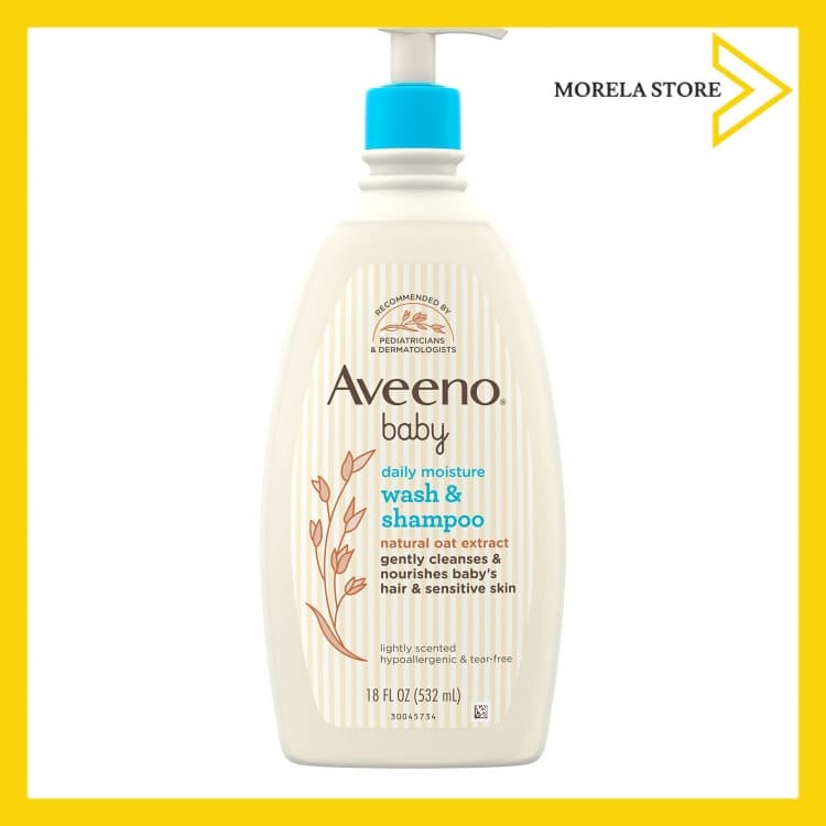 [HCM]Sữa tắm gội cho bé da nhạy cảm Aveeno Baby Daily Moisture Gentle Bath Wash & Shampoo 532ml