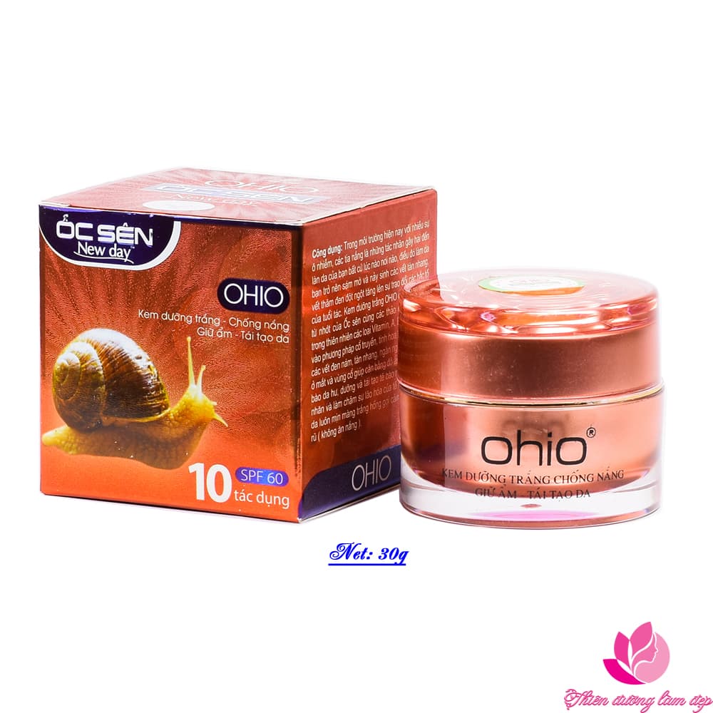 [HCM]Kem dưỡng trắng Chống nắng Giữ ẩm Tái tạo da OHIO ÔC SÊN NEWDAY 10 tác dụng 30g