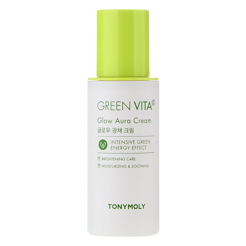 Kem dưỡng da ngày dưỡng ẩm trắng da (nâng tông da) chống nhăn và chống nắng TonyMoly Green Vita C Glow Aura  Cream