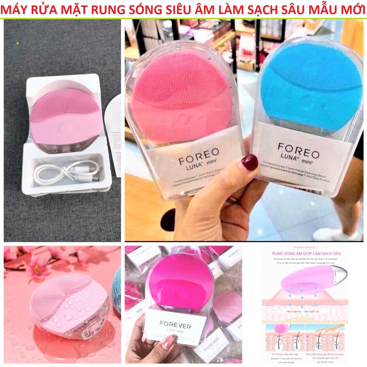 Máy Rửa Mặt Cao Cấp Rung Sóng Siêu Âm Sonic 4.0 - Rửa Sạch Sâu Da Mặt cách chăm sóc da mặt mềm mịn không bị mụn
