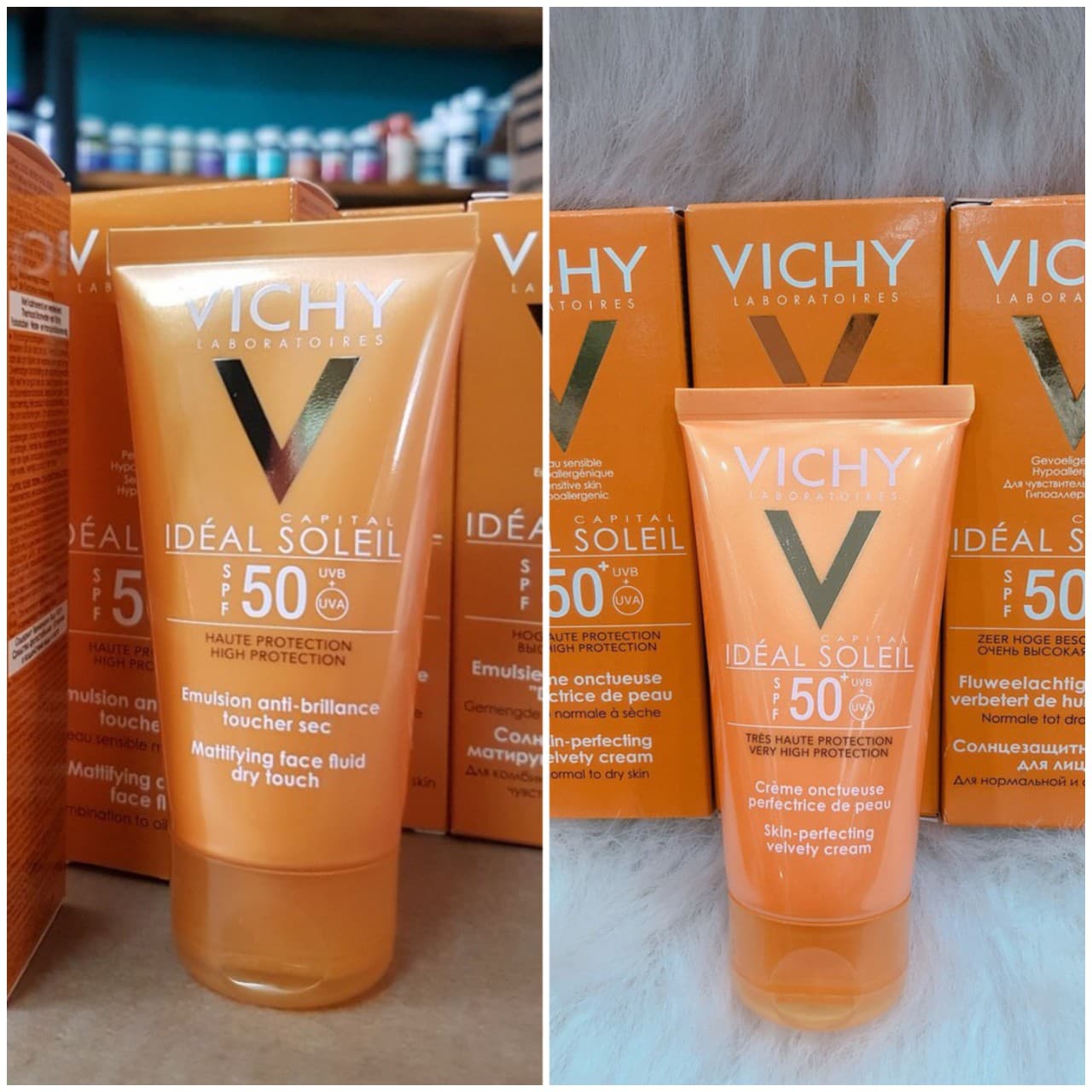 Kem chống nắng không gây nhờn rít Vichy Ideal Soleil Dry Touch SPF 50 Chống Tia UVA + UVB 50ml