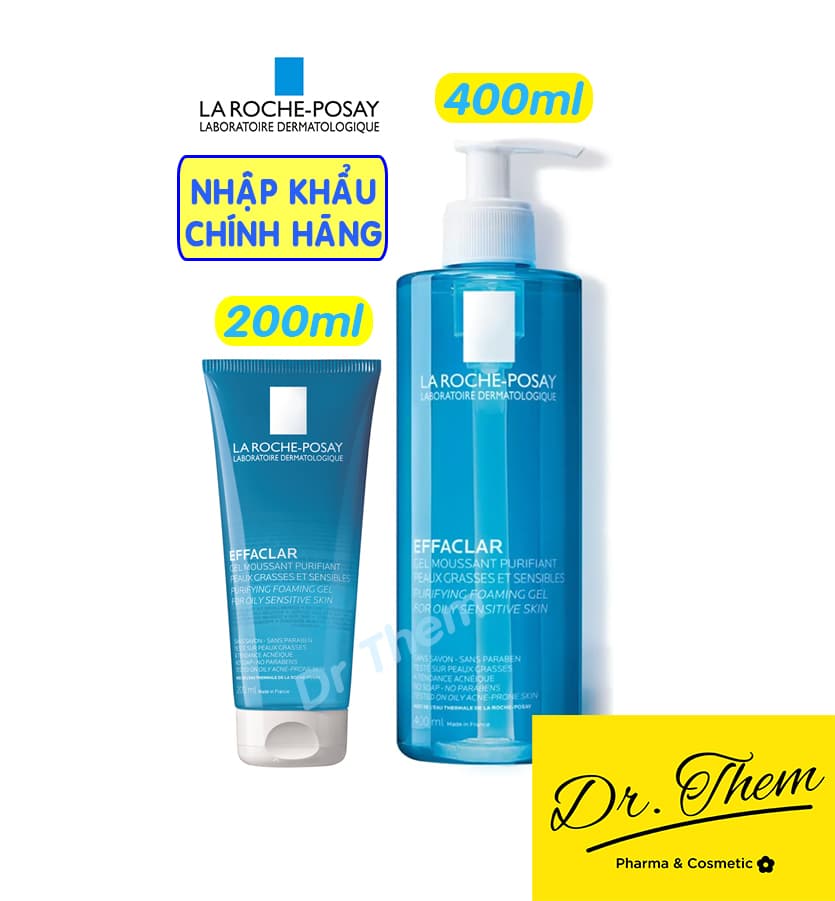 Sữa Rửa Mặt La Roche Posay Effaclar Purifying Foaming Gel 200ml - 400ml Cho Da Dầu Mụn Nhạy Cảm