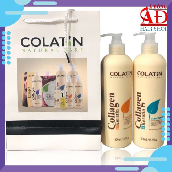 Bộ dầu gội xả dưỡng chất tơ tằm Collagen COLATIN Shampoo & Conditioner 500ml