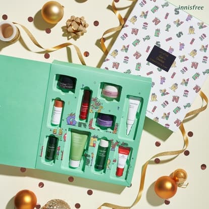 Bộ kit Innisfree dưỡng da phiên bản Giáng sinh Green Holidays  10 Days of Holiday Cheer 10 sản phẩm