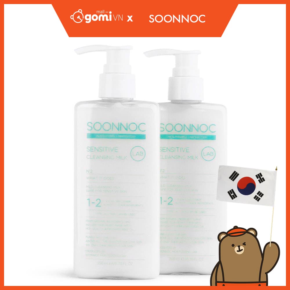 [HCM]Combo Sữa Tẩy Trang Cho Da Nhạy Cảm Soonnoc Sensitive Cleansing Milk GomiMall