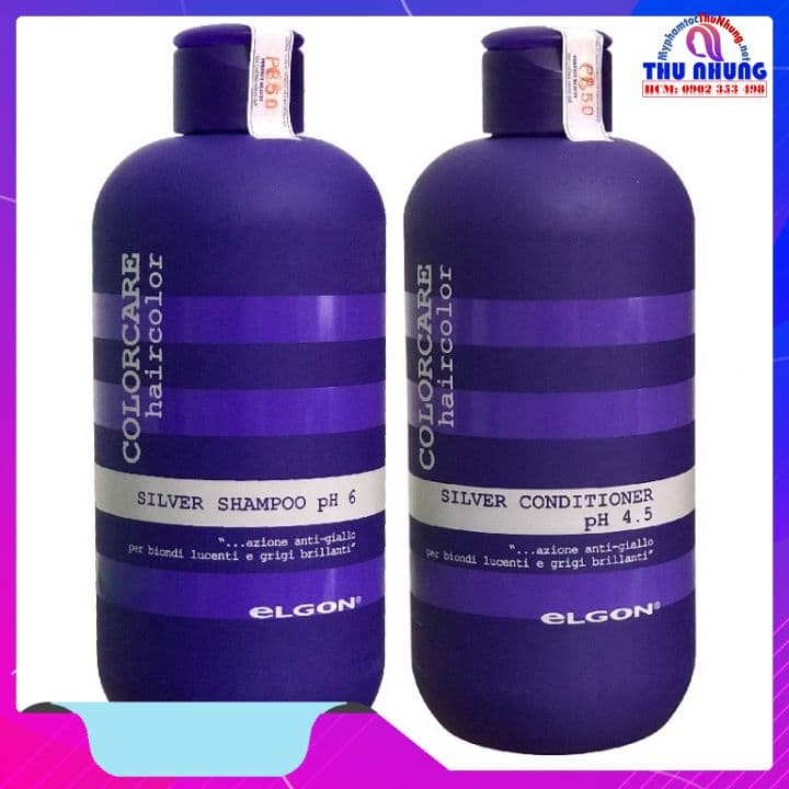 [HCM]Gội xả khử sắc tố vàng Elgon Silver Shampoo and Conditioner 300mlx2