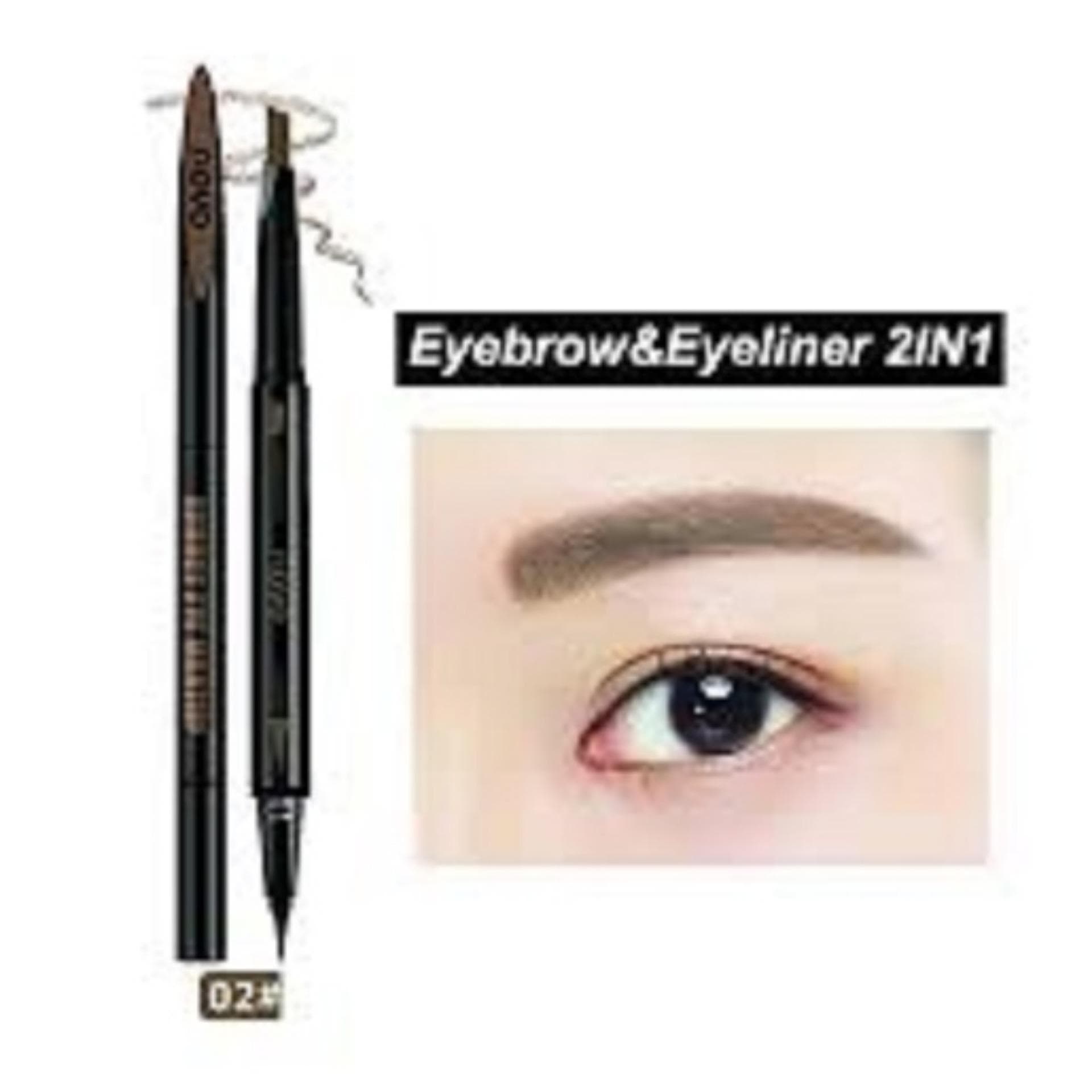 Bút Chì kẻ định hình mày kẻ mắt 2in1 NoVo Makeup Seduce #02 Màu Nâu