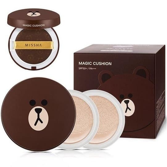 Phấn nước cho da dầu Missha Gấu M Magic Cushion SPF50+ PA+++ Line Friends màu 21 15g (Da sáng)