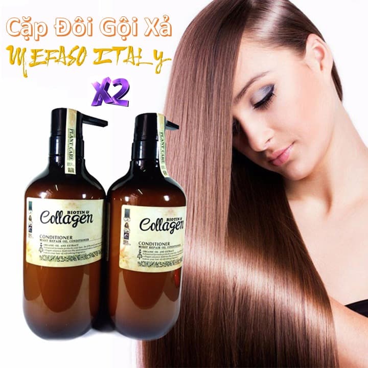 [HCM]Bộ Dầu Gội Xả Chống Rụng Róc Biotin Collagen Argan Mefaso 800ml Ý