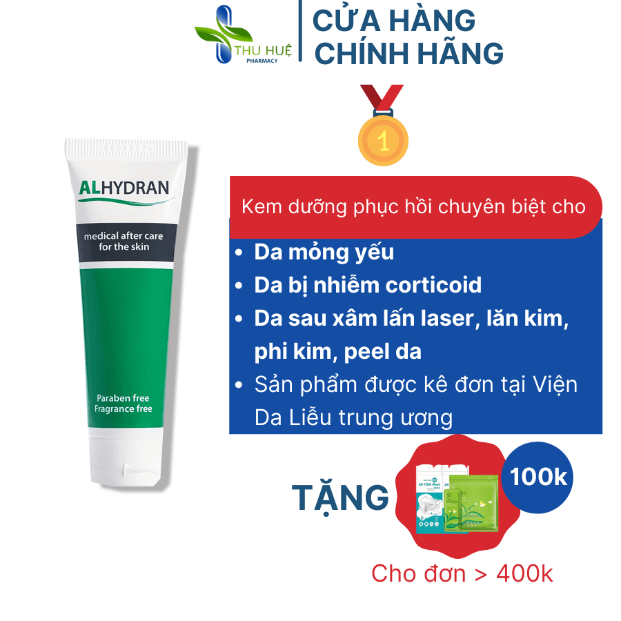 Kem Dưỡng Ẩm Châu Âu Phù Hợp Cho Nhiều Loại Da (Khô-Dầu-Mụn) ALHYDRAN 30ML Nuôi Dưỡng Da Khỏe Mạnh Mịn Màng Trắng Sáng Từ Bên Trong