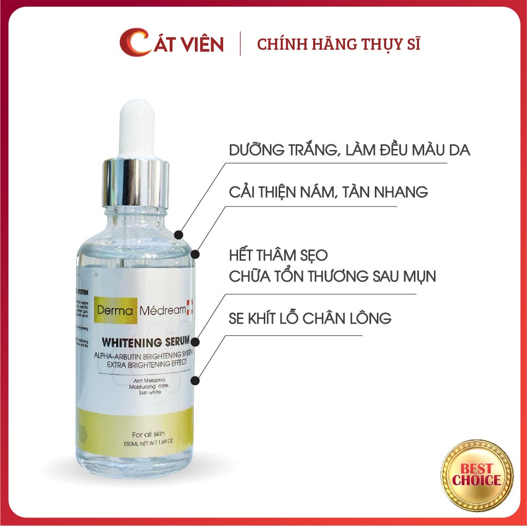 Serum dưỡng trắng Whitening Derma Medream chăm sóc da giảm thâm mờ nám tàn nhang dưỡng trắng dưỡng ẩm - chai 50ml