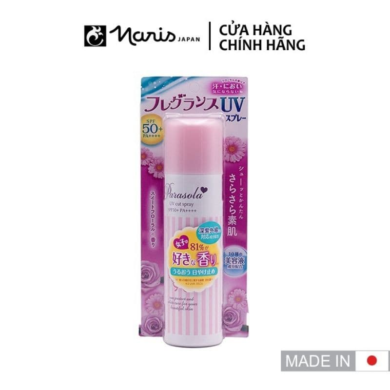 [[Chính hãng] XỊT CHỐNG NẮNG NARIS PARASOLA ESSENCE IN UV CUT SPRAY SPF50+PA++ 50g và 90g