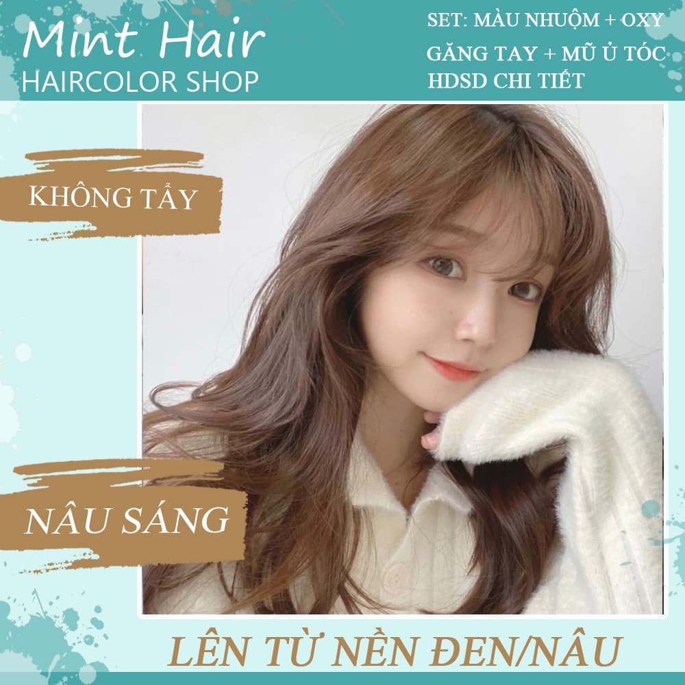 [HCM]Kem Nhuộm Tóc Tại Nhà Thảo Dược Nâu Sáng- Nhuộm nền đennâu- Tặng Oxy