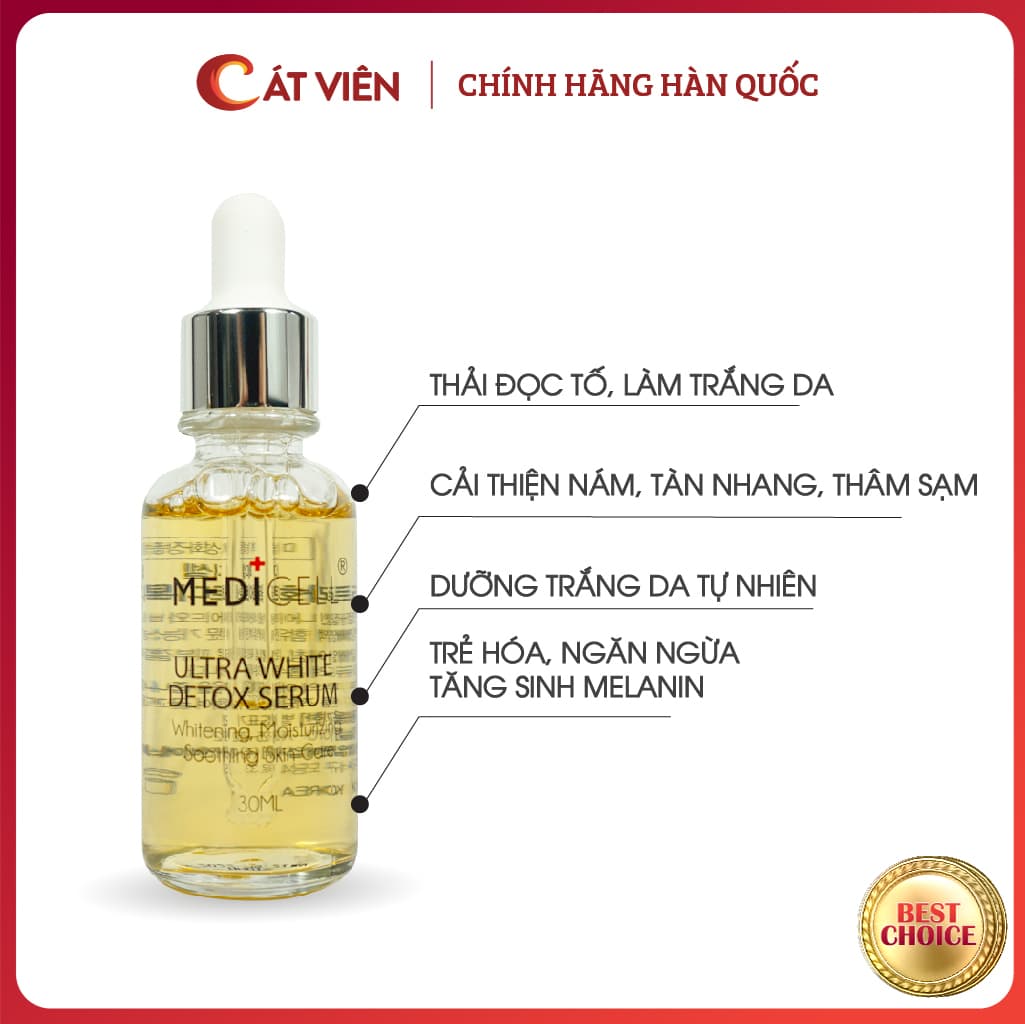 Serum thải độc dưỡng trắng da Ultra White Detox Medicell tinh chất dưỡng trắng mờ thâm sạm dành cho da nám tàn nhang xỉn màu