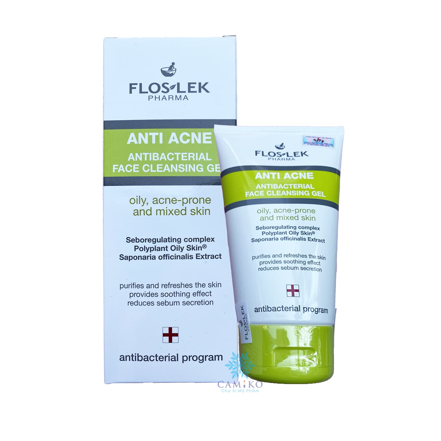 Sữa rửa mặt diệt khuẩn cho da nhờn mụn Floslek Anti Acne Bacterial Face Cleansing Gel 125ml