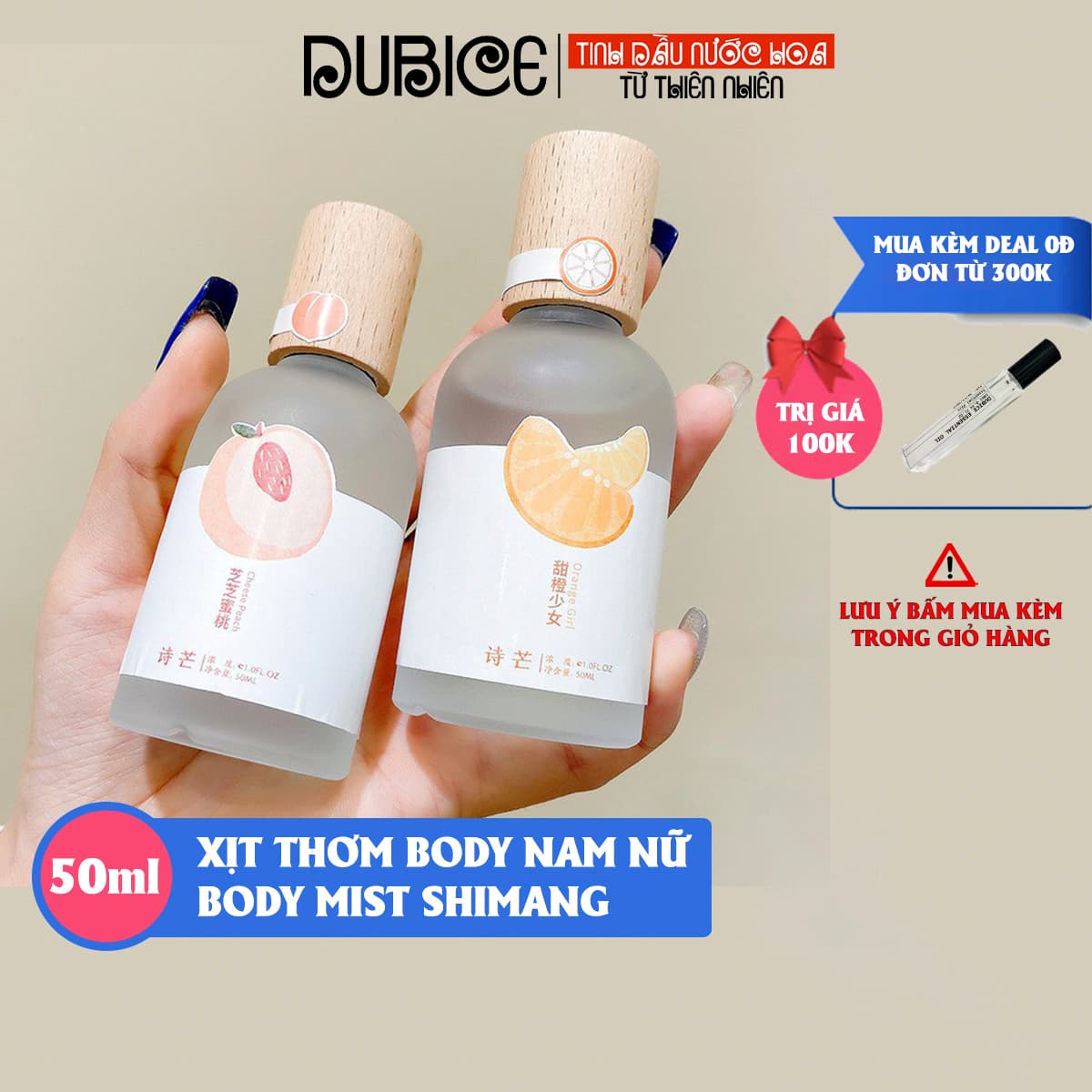[TP.HCM] Nước Hoa Nữ Xịt Toàn Thân Body Mist - Nước Hoa Nắp Gỗ Shimang Nội Địa Trung - Chai tròn 50ml